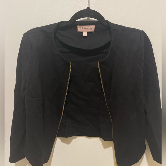 Philosophy Black Top Zipper Closure Jacket - Picture 3 of 7
